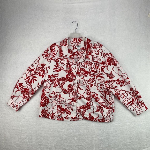 Allison Lane Women's Size "2X" Hawaiian Floral Long Sleeve Shirt - Picture 1 of 10